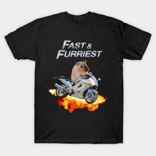 Fast and Furriest Parody Funny Cute Action Packed Motorcycle Flames Knock Off Brand Merch T-Shirt